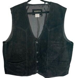 High Noon Black Suede Leather Western Vest – Men’s XL